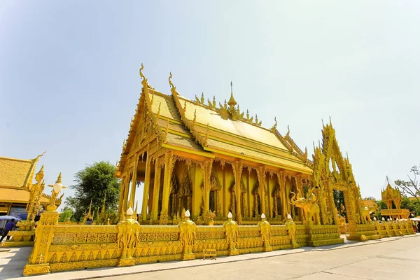 gold color church of Wat Pak Nam Jolo- Bang Khla Chachoengsao