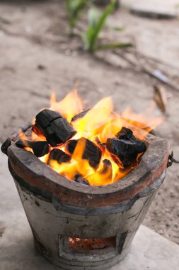 Soba yanan kömür odun.