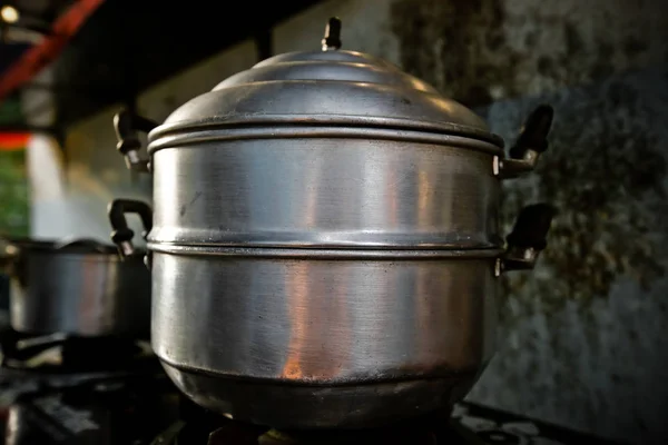 Stoom over de kookpot — Stockfoto