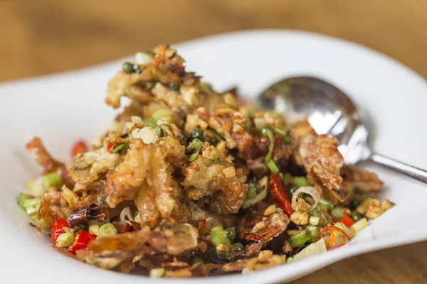 Тайская Еда Жареные Креветки Солью Чили — стоковое фото