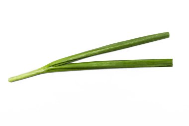 Beyaz arkaplanda taze soğan