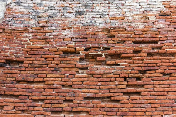 Çatlak Eski Tuğla Duvar Arka Planı — Stok fotoğraf