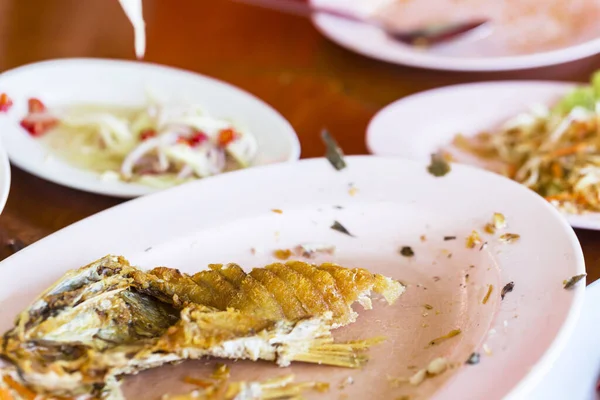 Leftover food on place after partying