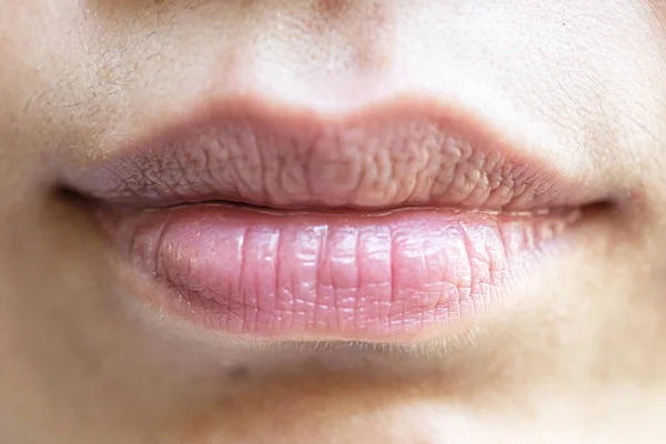 女性面部唇的近视 — 图库照片