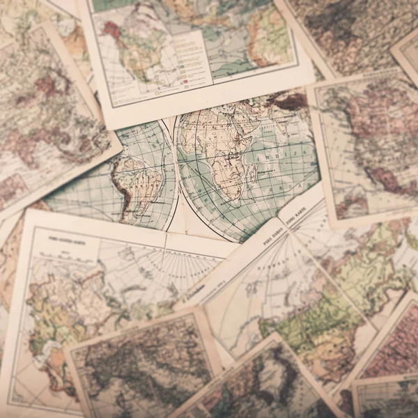 Old vintage maps of the world — Stock Photo, Image