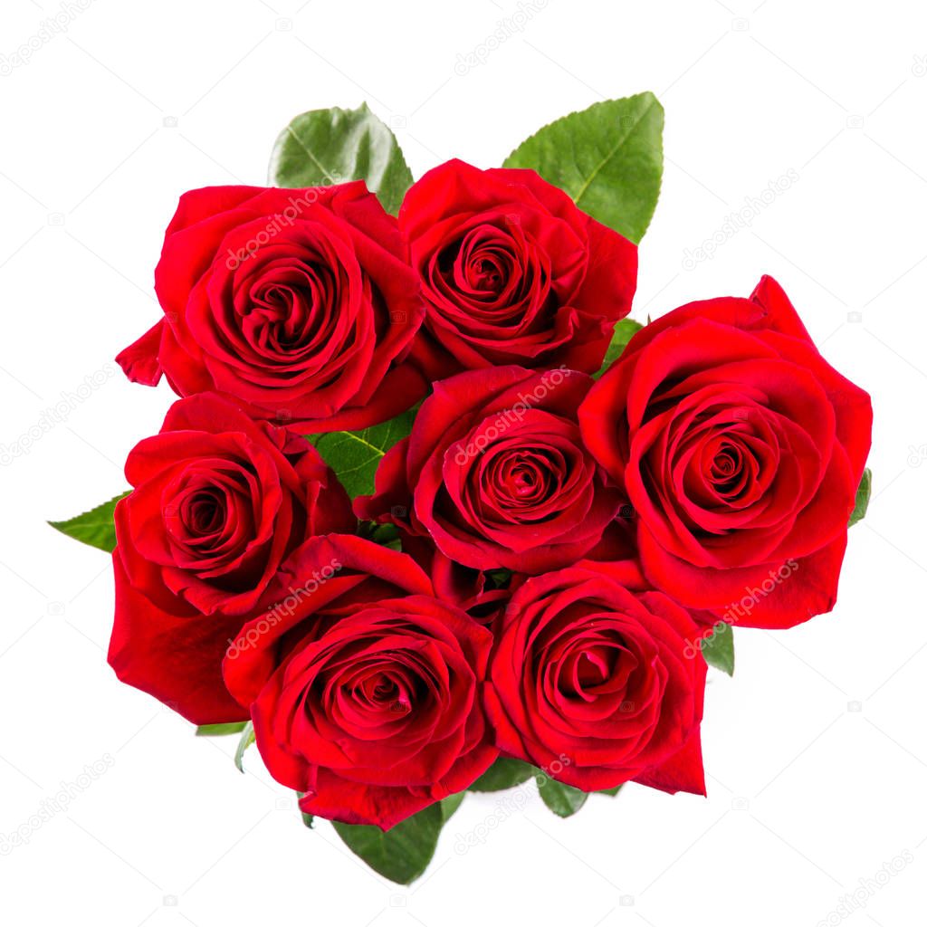 red roses bouqet isolated on white background