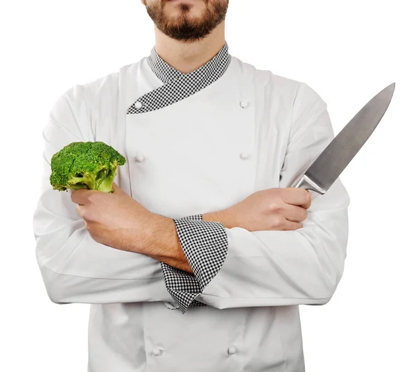 Koken met mes geïsoleerd op witte achtergrond — Stockfoto