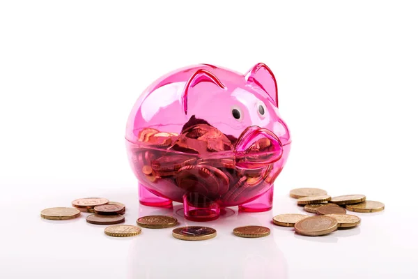 Pink piggy bank isolated on white background — Stock Photo, Image