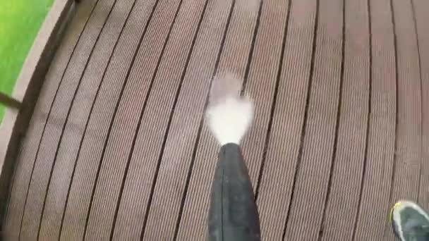 Cleaning wooden terrace with high pressure washer — Stock Footage Cleaning wooden terrace with high pressure washer Royalty Free Stock Footage