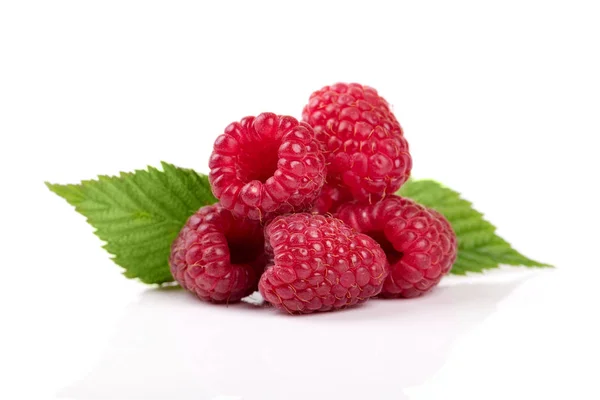 Raspberry with leaves isolated on white background Stock Photo