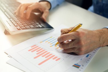 istatistik raporları ile çalışma ve bir bilgisayara veri girme büro memuru