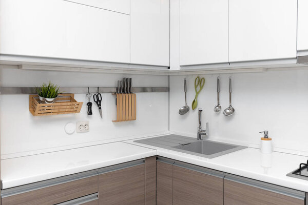 modern white glossy kitchen interior design