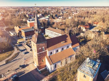 Valmiera, Letonya St Simon kiliseye havadan görünümü