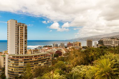 Puerto de la Cruz şehri. Tenerife Kanarya Adaları İspanya