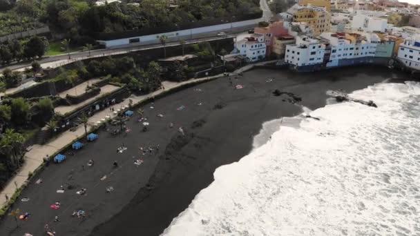 Riprese Aeree Che Volano Sopra Spiaggia Jardin Puerto Cruz Tenerife — Video Stock