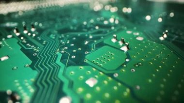 Elektronik devre kartı. Bilgisayar donanım teknolojisi. Doli çekim