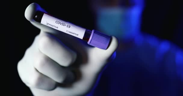 Scientist Coronavirus Test Tube Front Covid — Stock Video