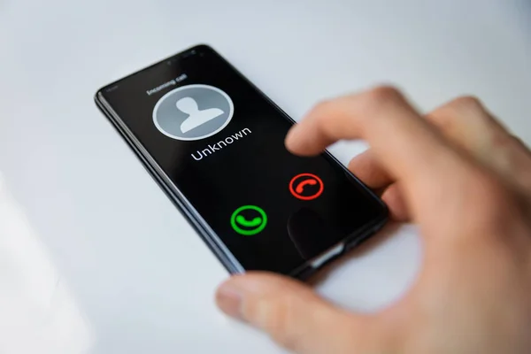 Smartphone Incoming Call Unknown Person — Stock Photo, Image