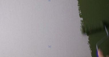 el boyası duvar boyası yeşil renkli boya silindirli.