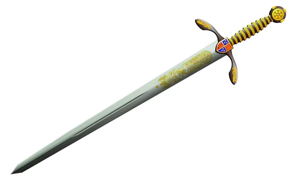 Pedang abad pertengahan, terisolasi di atas putih - Stok Vektor