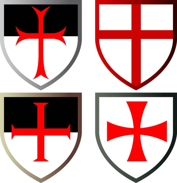 Escudos dos Cavaleiros Templários —  Vetores de Stock