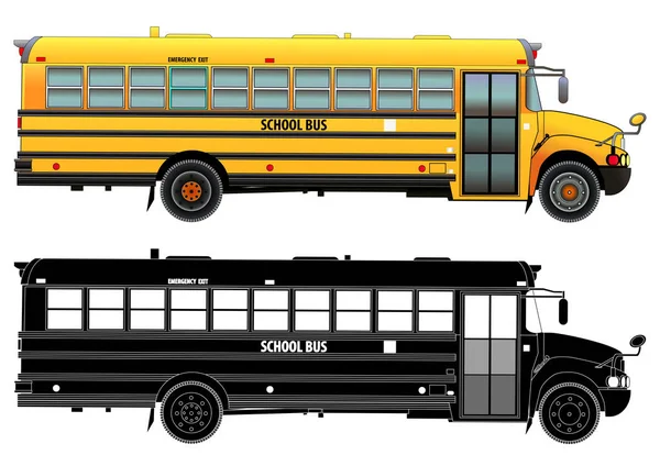 Шкільний автобус, детальна векторна ілюстрація — стоковий вектор