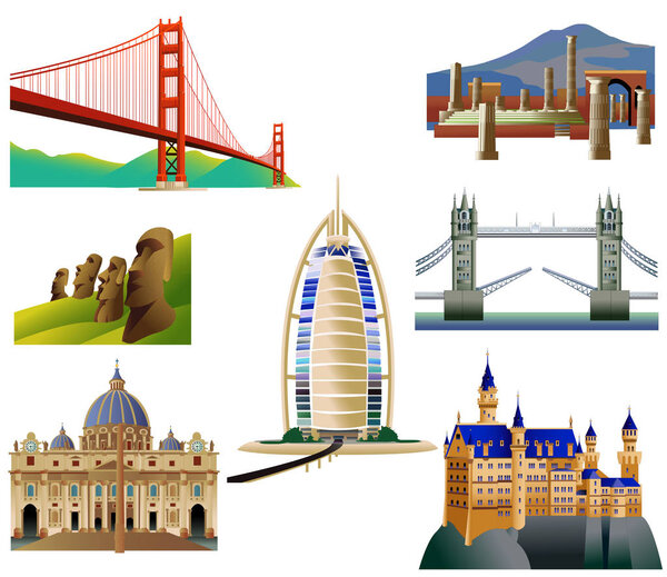 World Landmarks set. Vector