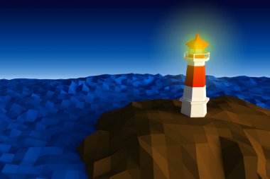Cliff tarafından işlenen düşük Poli 3d deniz deniz feneri