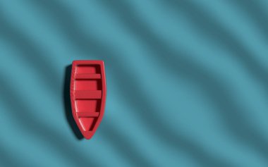 Kırmızı tekne float hala su 3d render