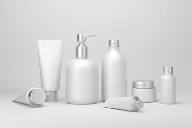 Kozmetik ambalaj spa ve güzellik beyaz arka planda, 3d yeniden ayarla