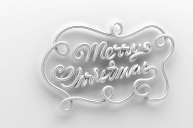 Neşeli Noel tipografi retro tarzı sanat süslemeleri ve 3d el sanatları