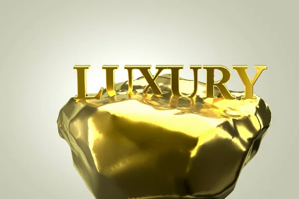 Luxus-Typografie Gold auf organischer Form 3D-Rendering — Stockfoto