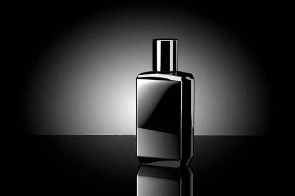 Lyxiga kosmetiska svart förpackning på svart bakgrund 3d-rendering Stockbild