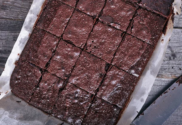 Chocolate caseiro brownies vista superior . — Fotografia de Stock