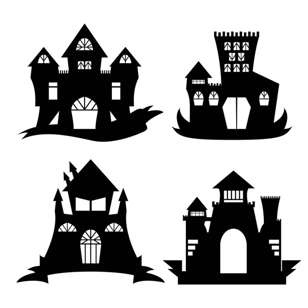 Silhouette des Schlosses zu Halloween — Stockvektor