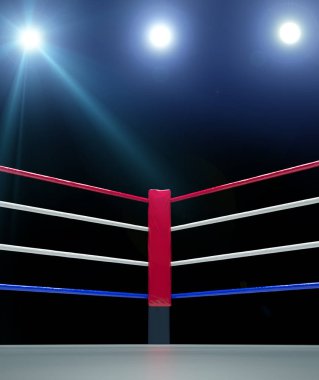 red corner boxing ring background 3d rendering clipart