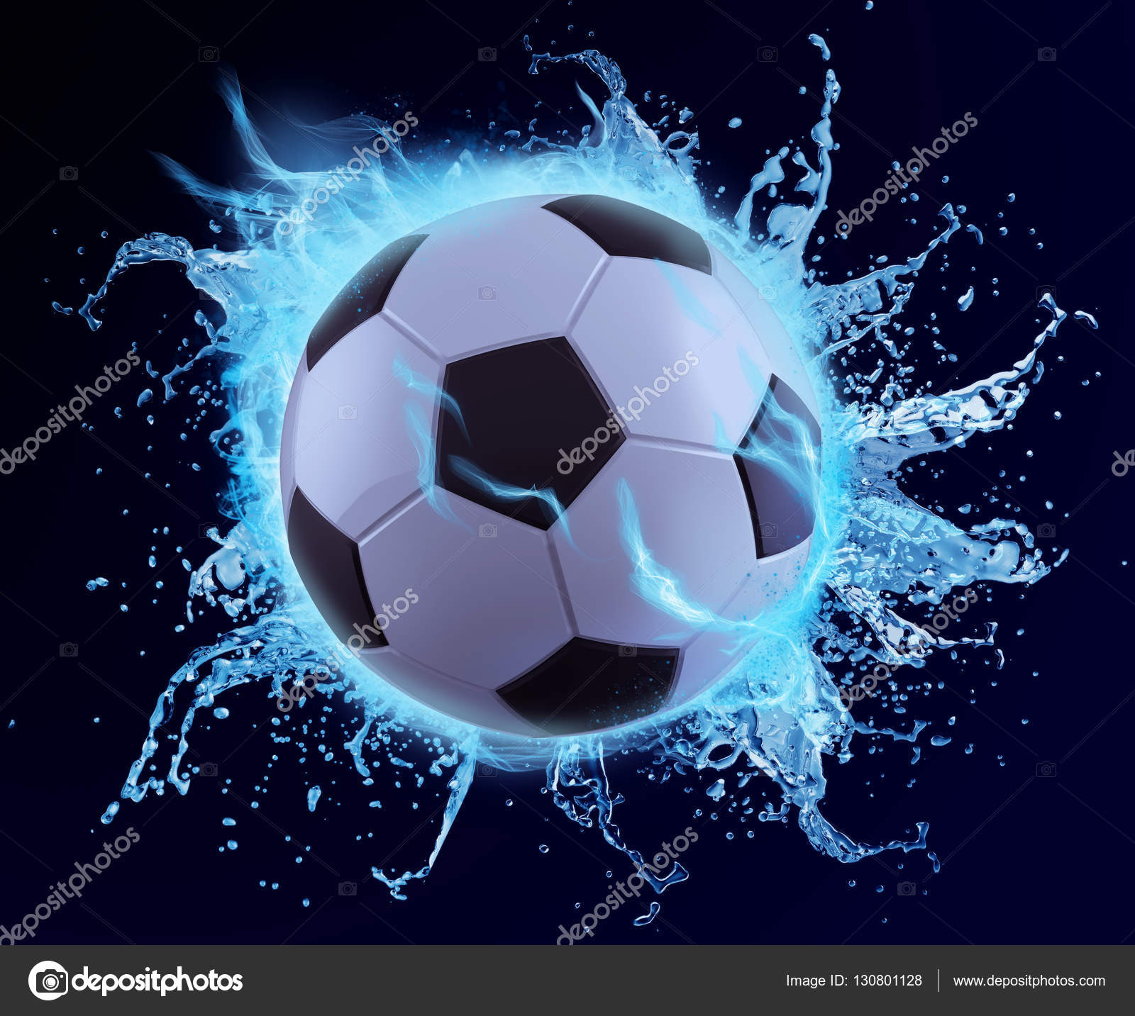Football in blue water splash — Stock Photo © monsit #130801128
