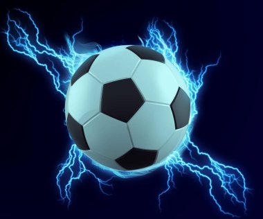 Futbol topu kıvılcım mavi gök gürültüsü ile