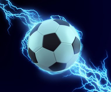 Futbol topu kıvılcım mavi gök gürültüsü ile