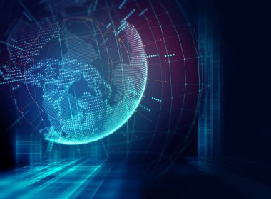 Dünya futuristik teknoloji arka plan 