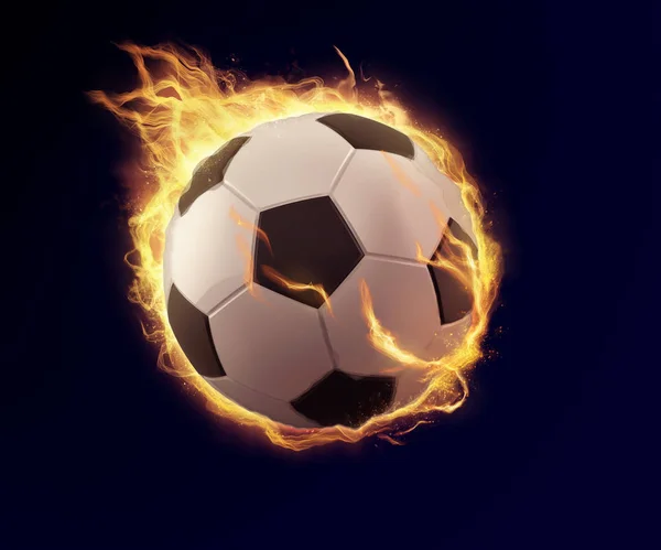 Bola de futebol em chama laranja — Fotografia de Stock