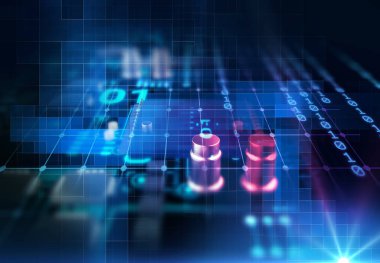 fütüristik mavi devre kartı 3D render 