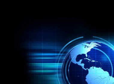 Dünya futuristik teknoloji arka plan 3D render 