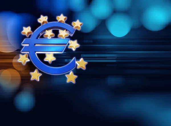 3d renderización del euro y la unión europea firmar en respaldo de la tecnología —  Fotos de Stock