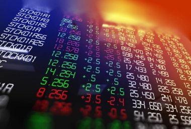 3D render Menkul Kıymetler Borsası göstermek paneli