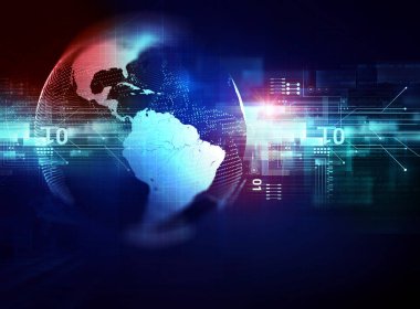 Dünya futuristik teknoloji arka plan 3D render 