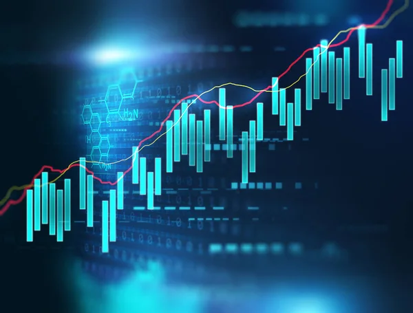 Technische financiële grafiek op abstracte achtergrond van technologie — Stockfoto