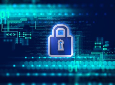 Dijital siber güvenlik sistem kavramı 3d çizim