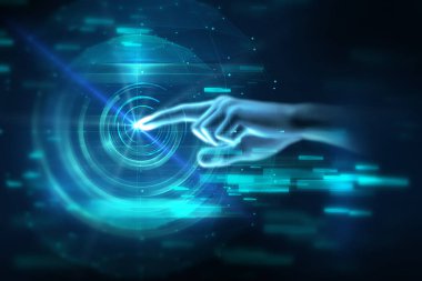 el 3D çizimi değmek jest fütüristik teknoloji e üzerinde