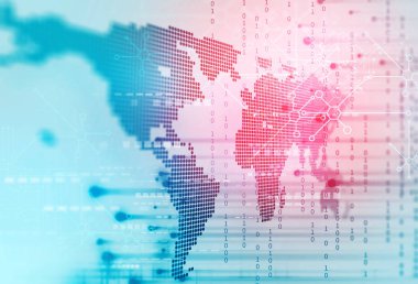 fütüristik dünya harita teknoloji arka plan